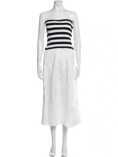 Pre-owned Onia Striped Long Dress In White