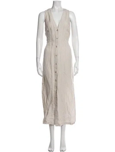 Pre-owned Onia Striped Midi Length Dress In Neutrals