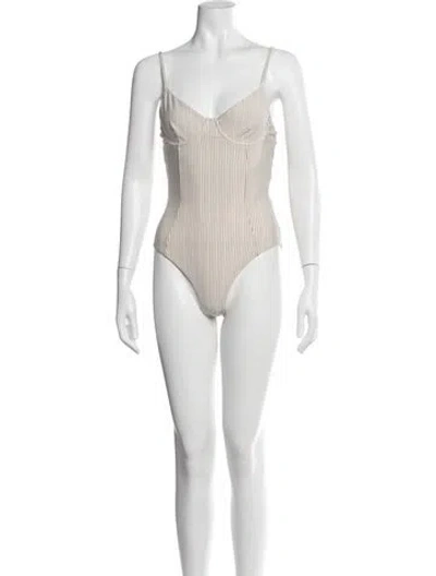 Pre-owned Onia Striped One-piece W/ Tags In Neutrals