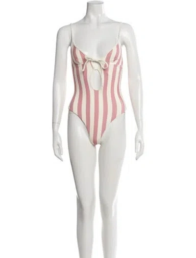 Pre-owned Onia Striped One-piece W/ Tags In White