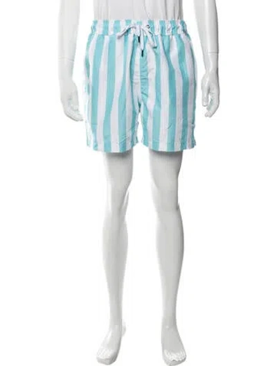 Pre-owned Onia Striped Swim Trunks In Grey/white