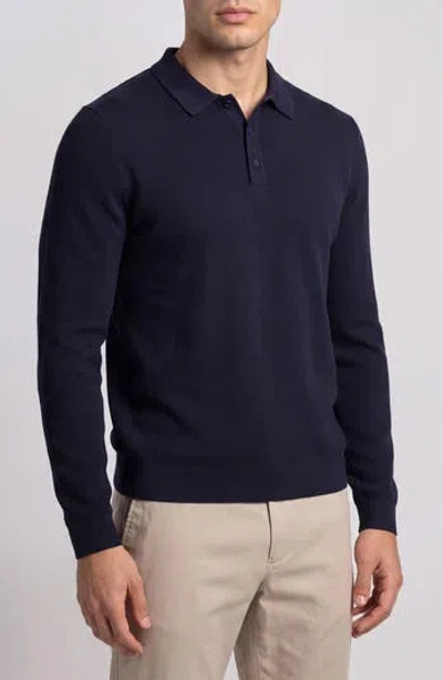 Onia Sullivan Long Sleeve Cotton Polo In Blue