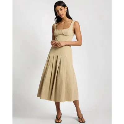 Onia Sweetheart Pleated Dress In Brown