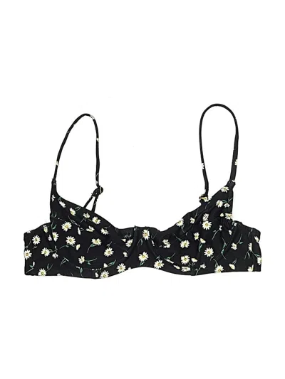 Pre-owned Onia Swimsuit Top Black Floral Pattern Swimwear