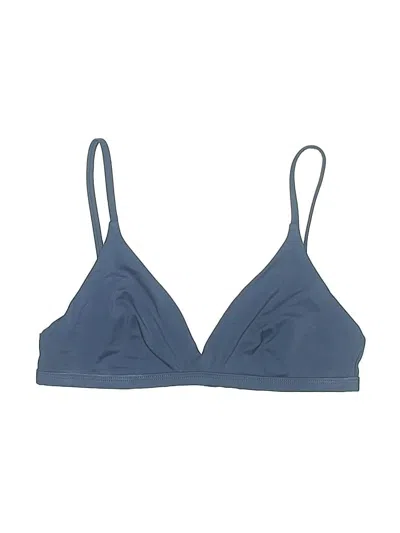 Pre-owned Onia Swimsuit Top Blue Solid Pattern Swimwear