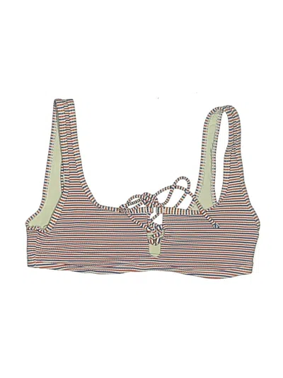 Pre-owned Onia Swimsuit Top Green Stripes Pattern Swimwear