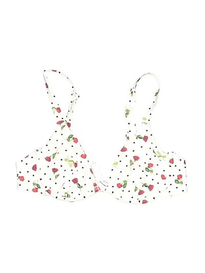 Pre-owned Onia Swimsuit Top White Floral Pattern Swimwear