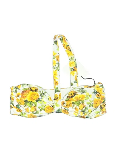 Onia Swimsuit Top Yellow Floral Pattern Swimwear In Gold