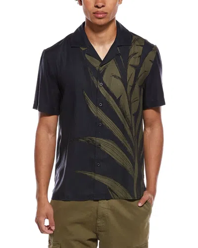 Onia Tencel Vacation Linen-blend Shirt In Black