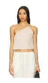 Onia Crinkle Gauze One-shoulder Top In Neutral