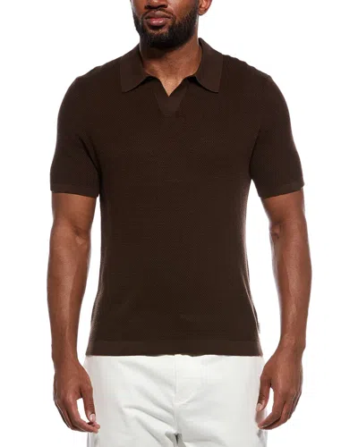 Onia Textured Johnny Collar Polo Shirt In Brown