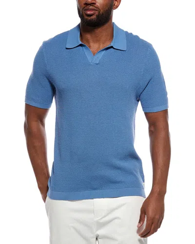 Onia Textured Johnny Collar Polo Shirt In Blue