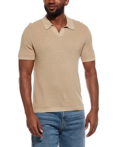Onia Textured Johnny Collar Polo Shirt In Brown
