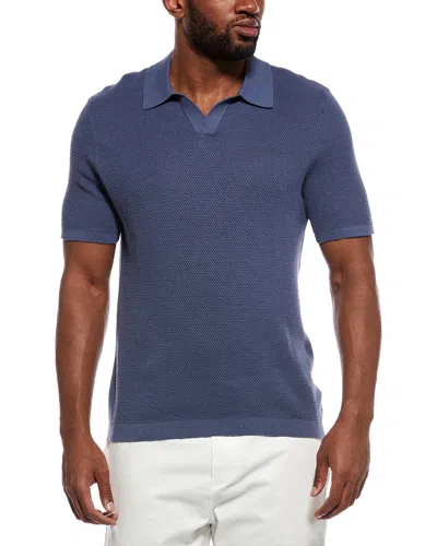 Onia Textured Johnny Collar Polo Shirt In Blue