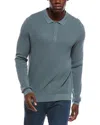 Onia Textured Knit Long Sleeve Polo Shirt In Blue