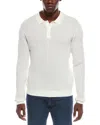 Onia Textured Knit Long Sleeve Polo Shirt In White