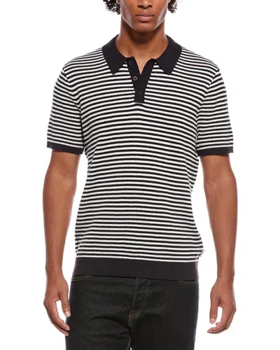 Onia Textured Knit Polo Shirt In Black