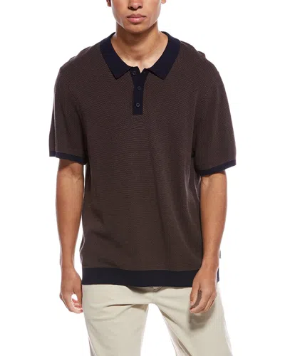 Onia Textured Knit Polo Shirt In Brown