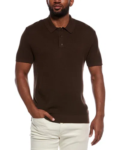 Onia Textured Knit Polo Shirt In Brown