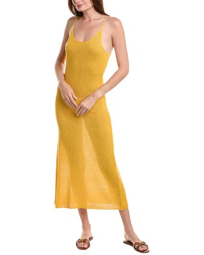 Onia Textured Linen Sweater Scoop Maxi Dress In Yellow