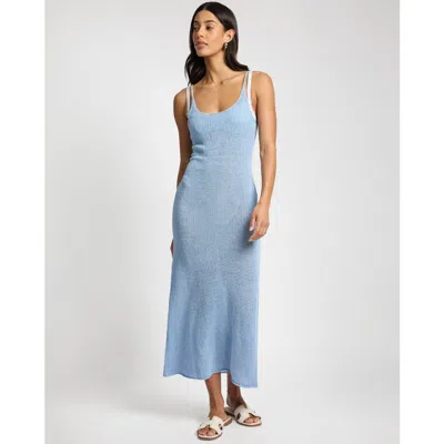 Onia Textured Linen Sweater Scoop Maxi Dress In Blue