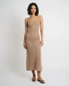 Onia Textured Linen Sweater Scoop Maxi Dress In Tan