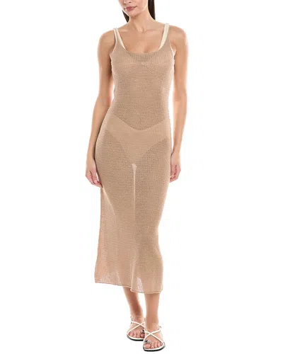 Onia Textured Sweater Scoop Linen Maxi Dress In Brown