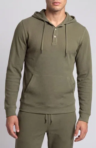 Onia Textured Waffle Knit Hoodie In Metallic
