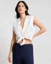 Onia Tie Front Linen-blend Shirt In White