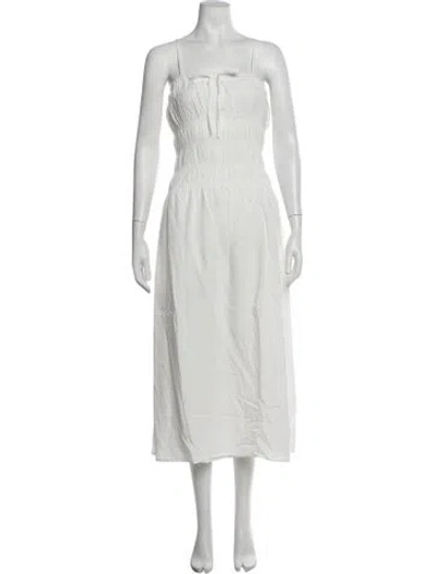 Pre-owned Onia Tie Neck Midi Length Dress W/ Tags In White