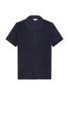 Onia Towel Terry Johnny Collar Polo In Blue