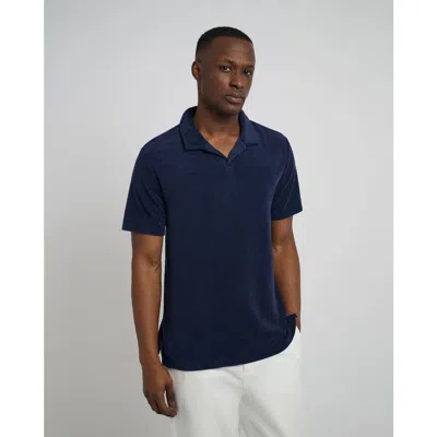 Onia Towel Terry Johnny Collar Polo In Blue
