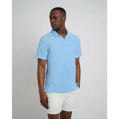 Onia Towel Terry Johnny Collar Polo In Air Blue