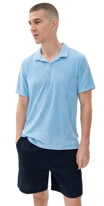 Onia Towel Terry Johnny Collar Polo Air Blue