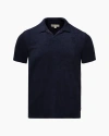 Onia Towel Terry Johnny Collar Polo In Deep Navy