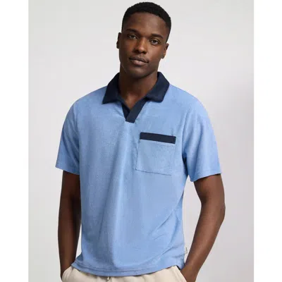 Onia Towel Terry Pocket Johnny Collar Polo In Blue