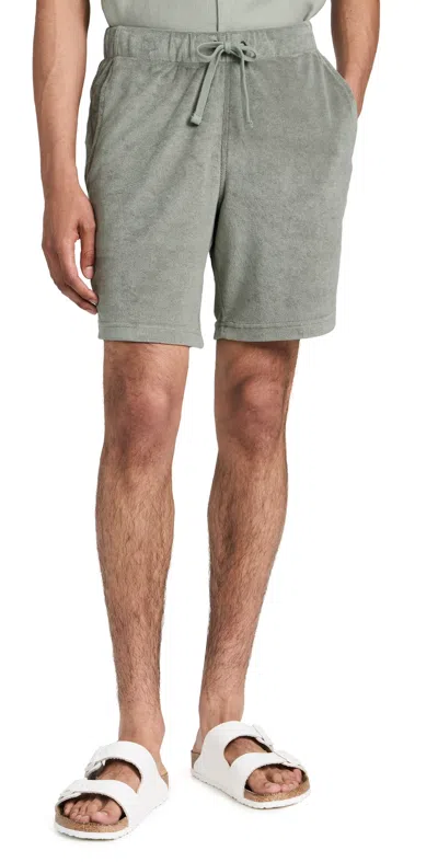 ONIA TOWEL TERRY PULL-ON SHORTS 7.75 SAGE