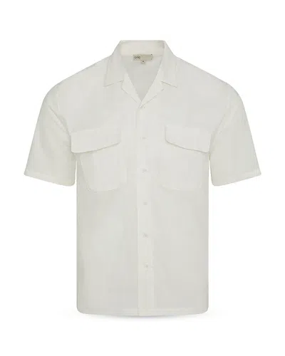 Onia Utility Camp Collar Shadow Stripe Shirt In White