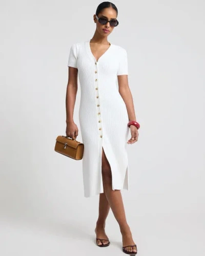 Onia V-neck Button Front Dress In White