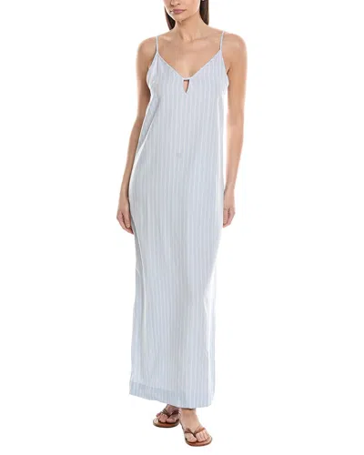 Onia V-neck Linen-blend Maxi Dress In Blue