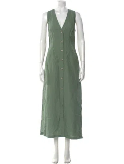Pre-owned Onia V-neck Long Dress In Green