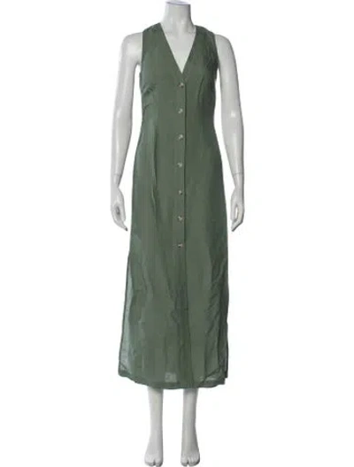Pre-owned Onia V-neck Long Dress In Green