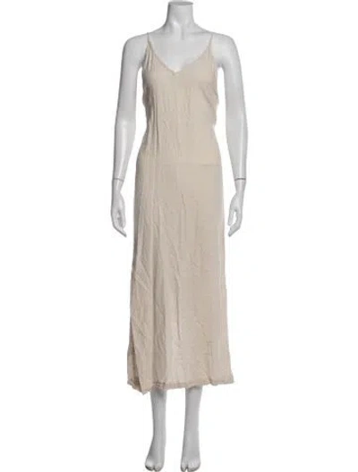 Pre-owned Onia V-neck Long Dress In Neutrals