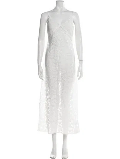 Pre-owned Onia V-neck Long Dress In White