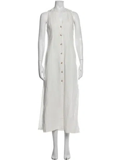 Pre-owned Onia V-neck Long Dress In White
