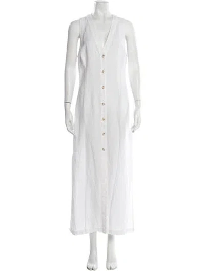 Pre-owned Onia V-neck Long Dress In White