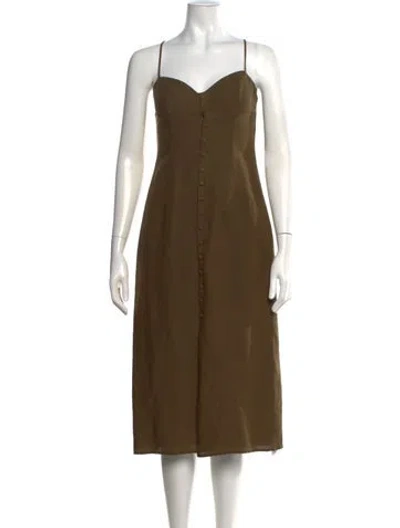 Pre-owned Onia V-neck Midi Length Dress In Green