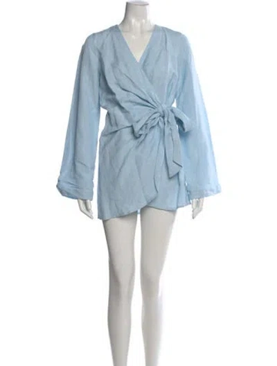 Pre-owned Onia V-neck Mini Dress In Blue