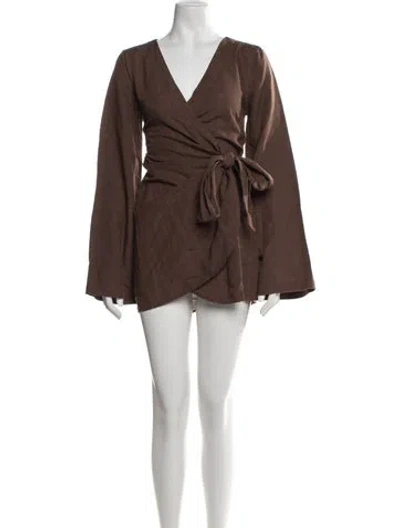 Pre-owned Onia V-neck Mini Dress In Brown