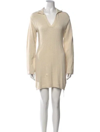 Pre-owned Onia V-neck Mini Dress In Neutrals